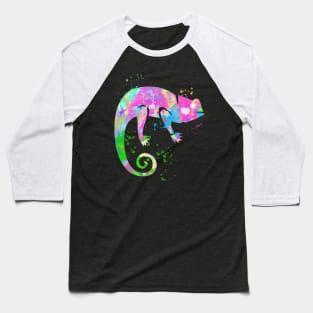 Chameleon Paint Splatter Lizard Art Reptile Baseball T-Shirt